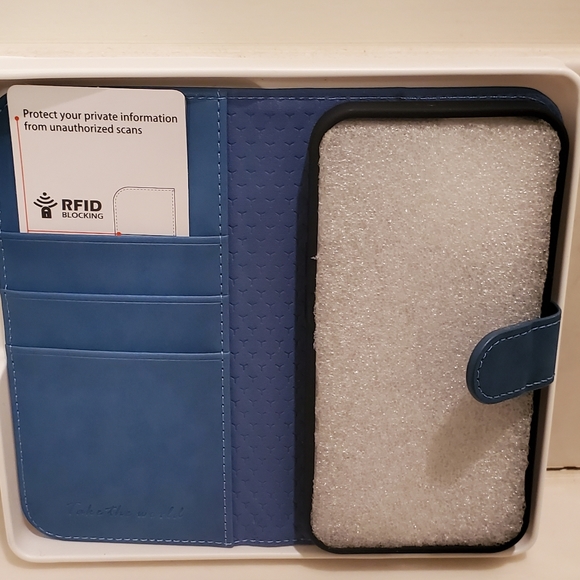 TUCCH Wallet Case for iPhone 13 Pro 5G RFID Blocking Lake Blue New - Picture 2 of 11